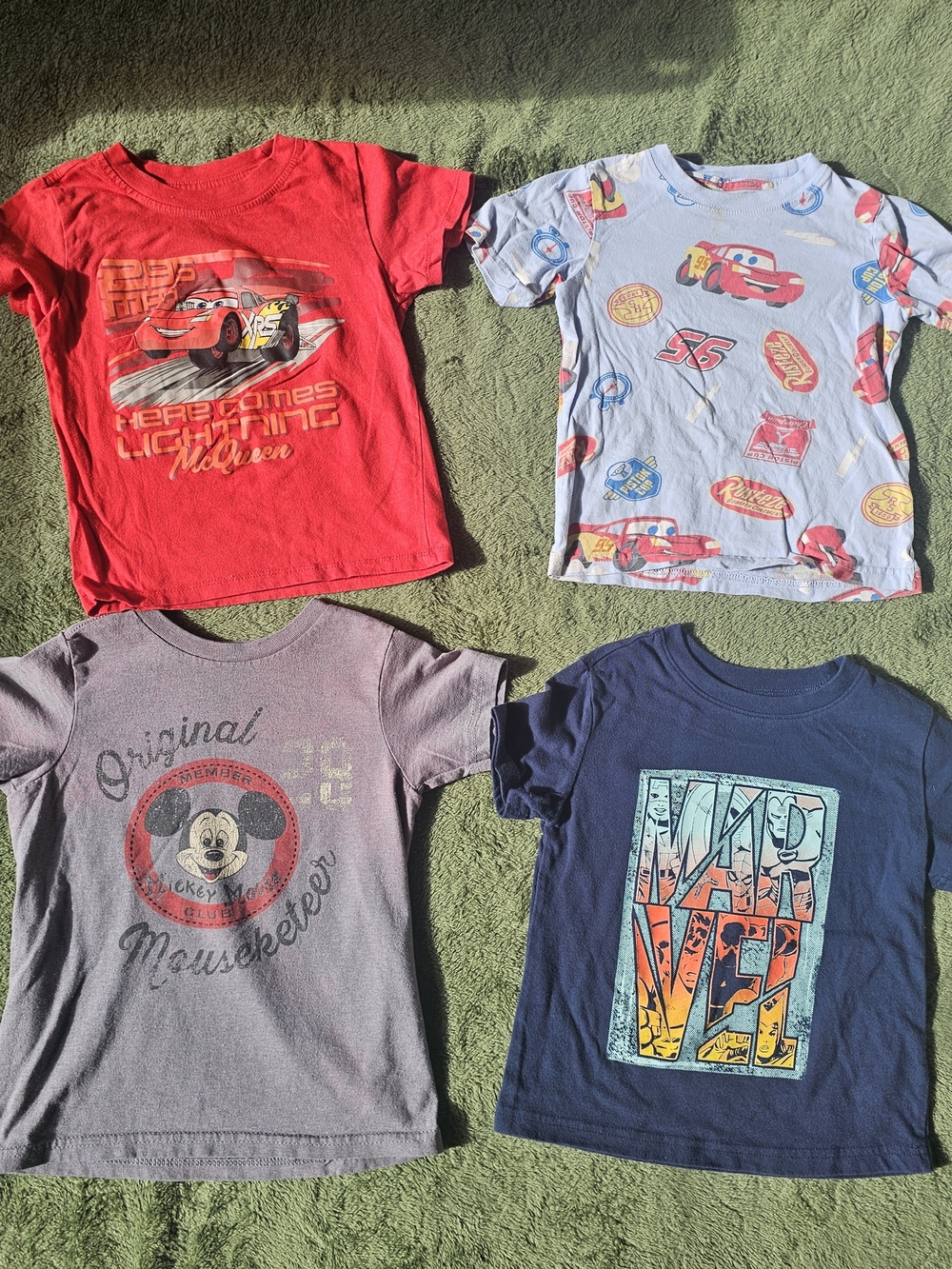 4T Short Sleeve Shirt Lot Disney Cars Lightning McQueen Marvel Mickey Mouse